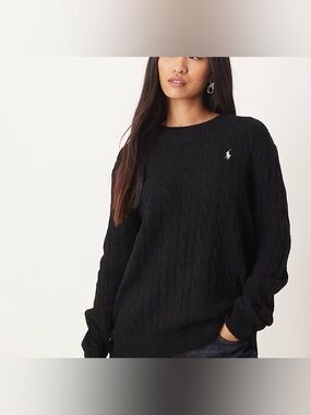 Polo by Ralph Lauren Navy Cable Knit Crewneck oversized Sweater